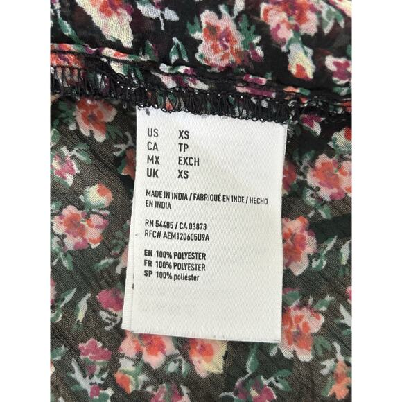 American Eagle Black Floral Semi Sheer Cami Tank Top XS S Dark Fairy Boho Summer - Picture 12 of 12